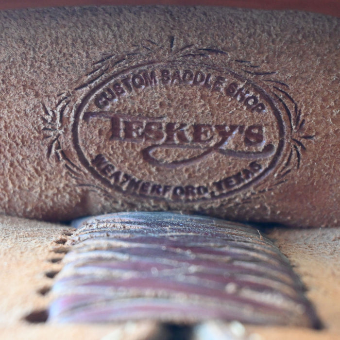 14" USED TESKEY'S TEAM ROPING SADDLE