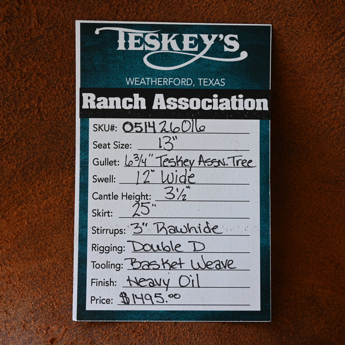 13" TESKEY'S RANCH ASSOCIATION SADDLE