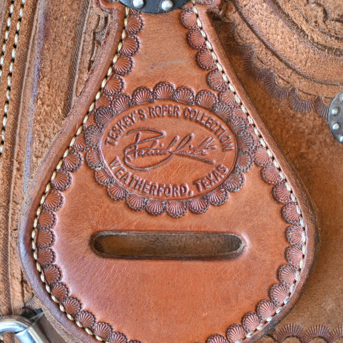 14" USED PATRICK SMITH TEAM ROPING SADDLE