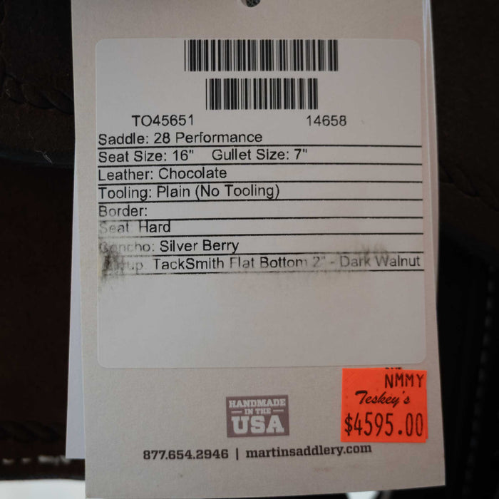 16" MARTIN PERFORMANCE SADDLE Saddles - New Martin Saddlery