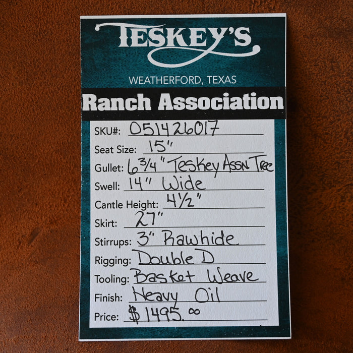 15" TESKEY'S RANCH ASSOCIATION SADDLE