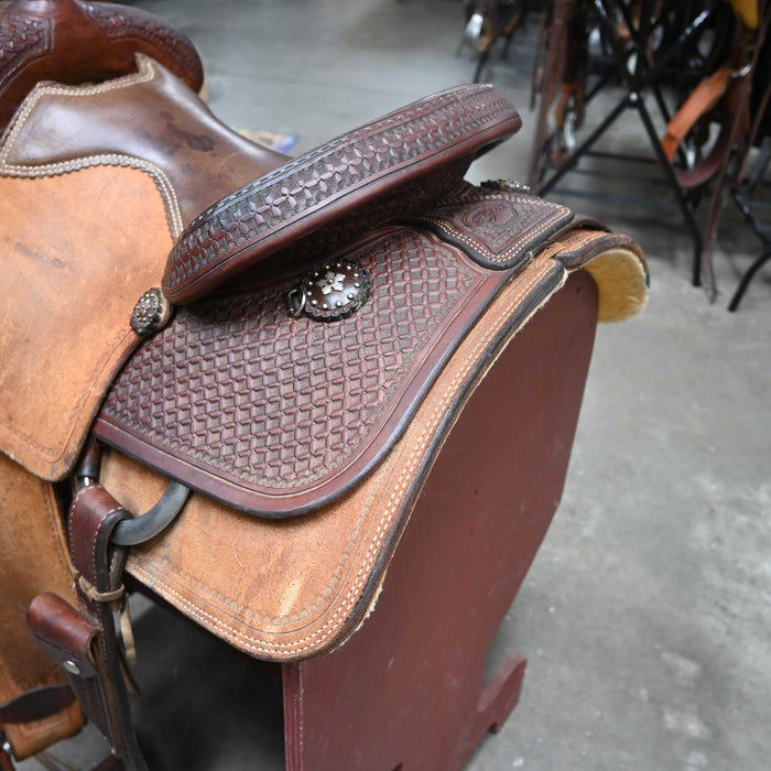14" USED PATRICK SMITH TEAM ROPING SADDLE Saddles - Used Patrick Smith