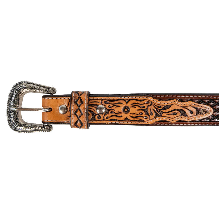 Beddo Mountain Kid's Chocolate Diamond Print with Natural Floral Belt