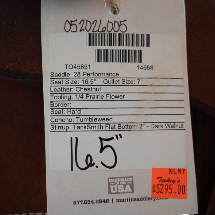 16.5" MARTIN PERFORMANCE SADDLE Saddles - New Martin Saddlery