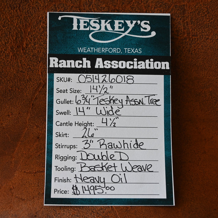 14.5" TESKEY'S RANCH ASSOCAITON SADDLE