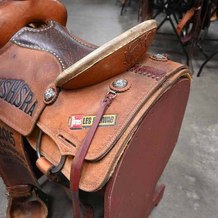 15" USED SLONE TEAM ROPING SADDLE Saddles - Used Slone Saddles
