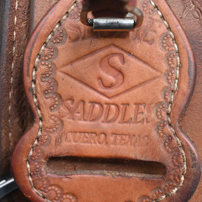 15" USED SLONE TEAM ROPING SADDLE Saddles - Used Slone Saddles