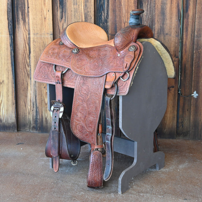 15.5" USED LARRY COATS PREMIRE TEAM ROPING SADDLE