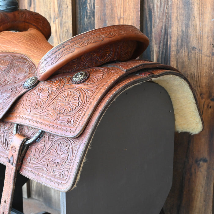 15.5" USED LARRY COATS PREMIRE TEAM ROPING SADDLE