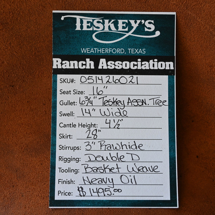 16" TESKEY'S RANCH ASSOCIATION SADDLE