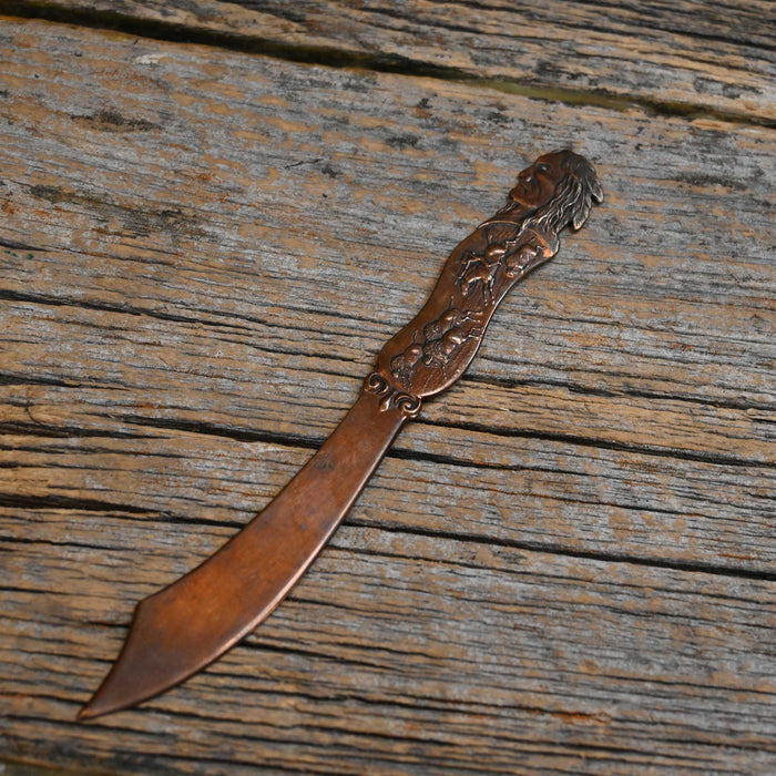 Solid Copper Buffalo Hunt Indian Letter Opener Collectibles MISC