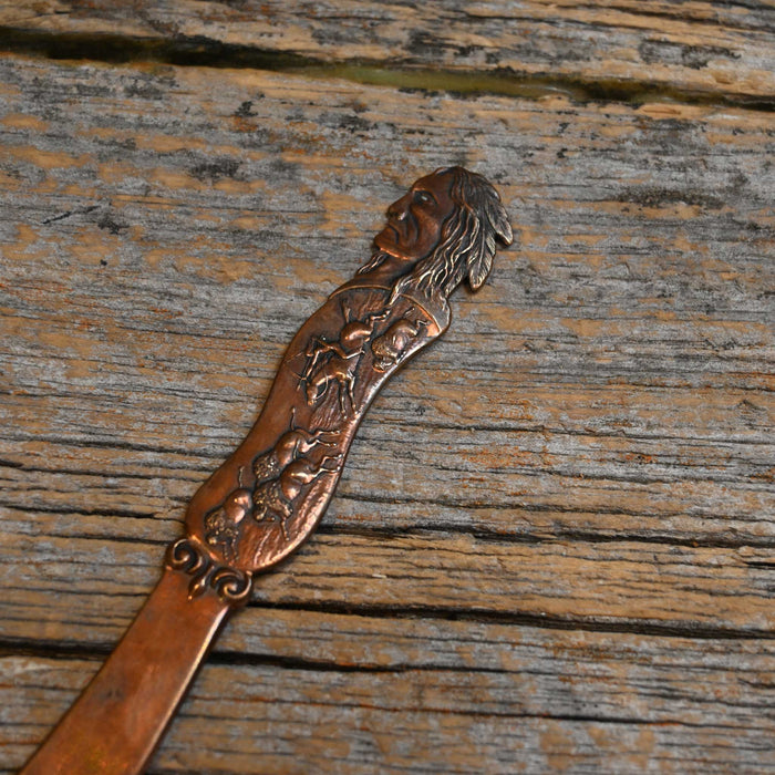 Solid Copper Buffalo Hunt Indian Letter Opener Collectibles MISC