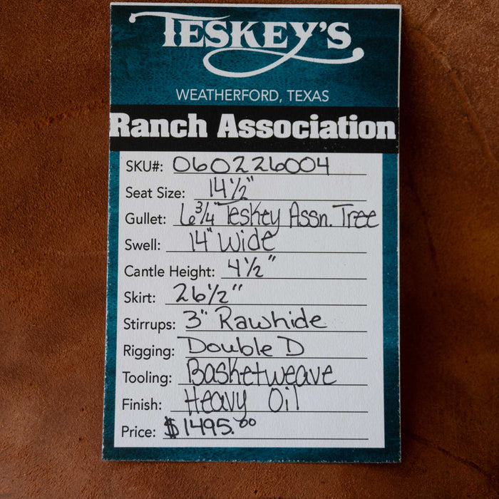 14.5" TESKEY'S RANCH ASSOCAITAION SADDLE