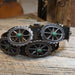 Vintage 1970's Tufa Cast Sterling Silver & Green Turquoise Conco Belt Collectibles Teskey's