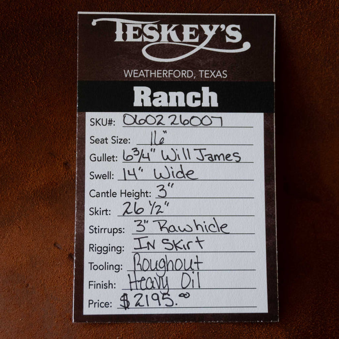16" TESKEY'S STRIP DOWN RANCH SADDLE