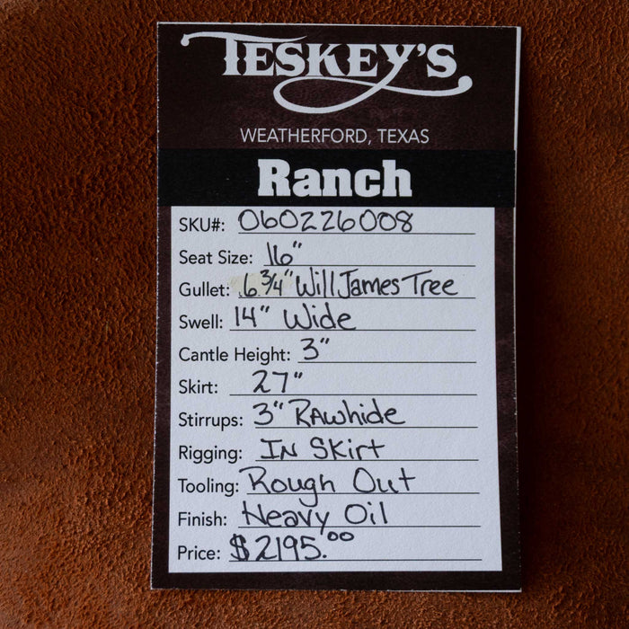 16" TESKEY'S STRIP DOWN RANCH SADDLE