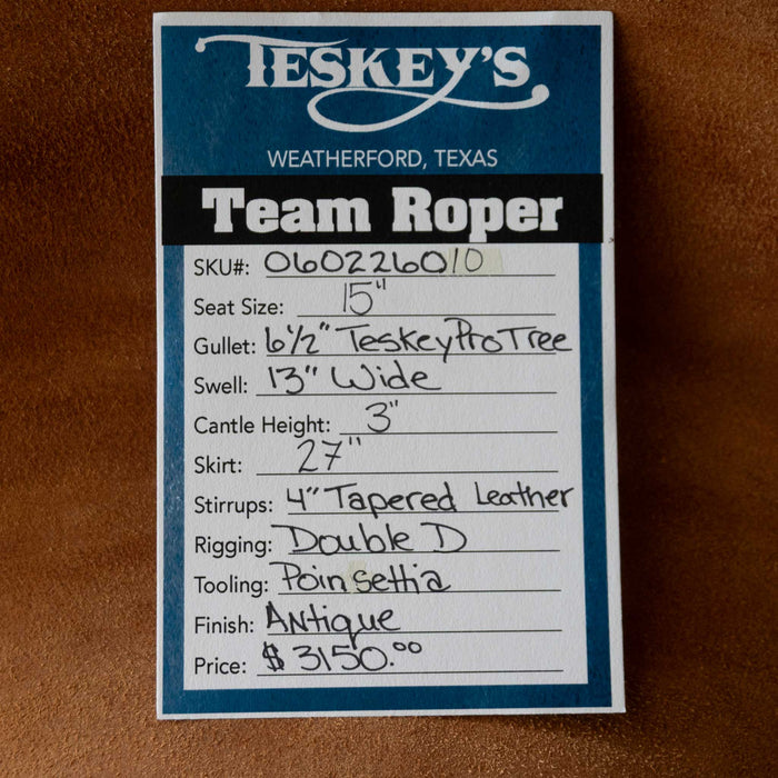 15" TESKEY'S TEAM ROPING SADDLE
