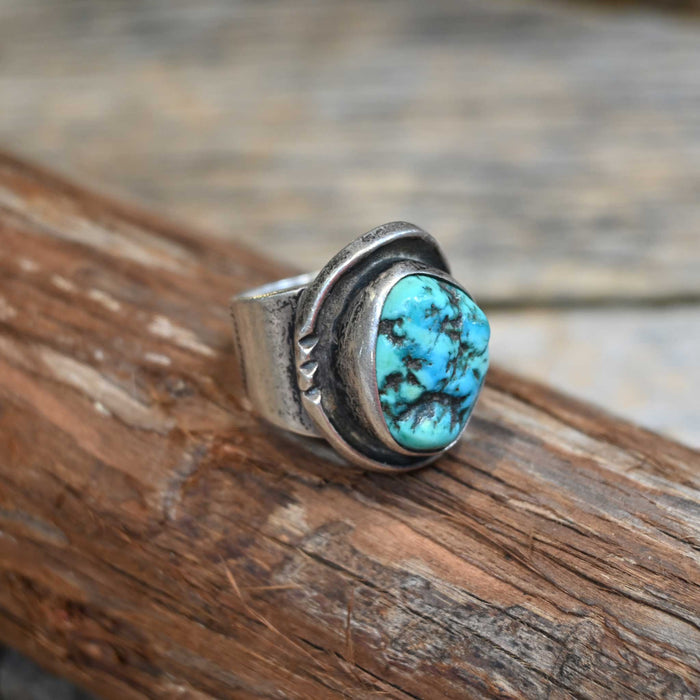 Vintage Sterling Silver and Large Turqouise Stone Ring