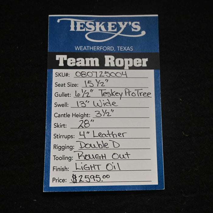 15.5" TESKEY'S TEAM ROPING SADDLE Saddles - New Teskey's Saddlery
