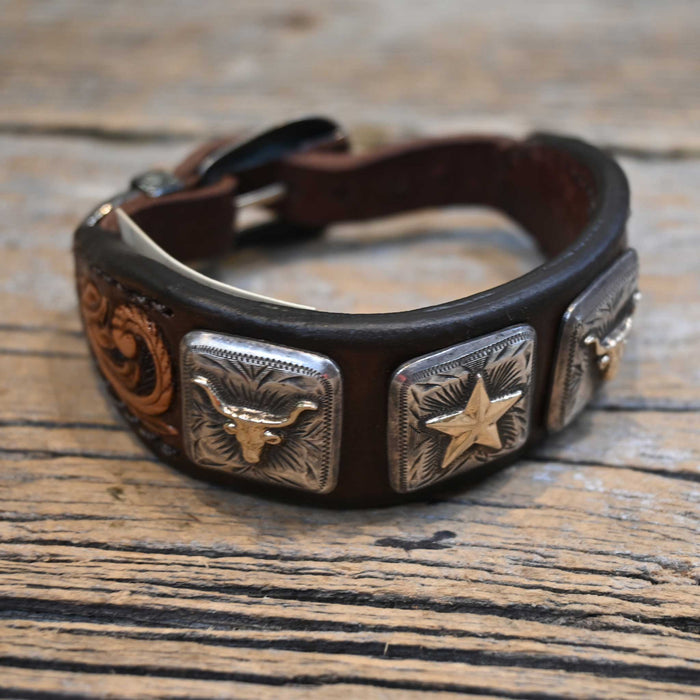 Randall Top Shelf Leather Bracelets with Hollywood Calif. Conchos