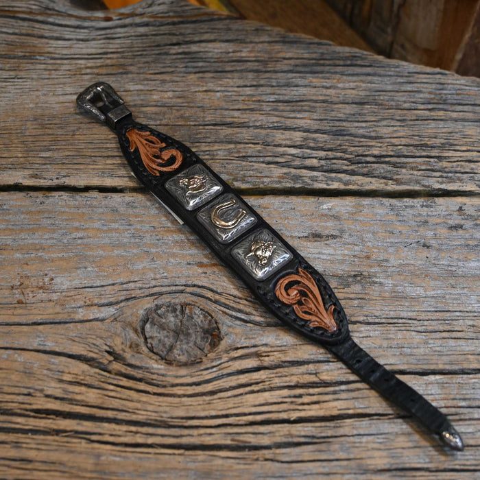 Randall Top Shelf Leather Bracelets with Hollywood Calif. Conchos