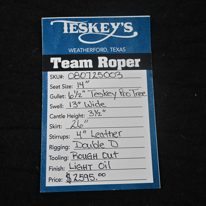 14" TESKEY'S TEAM ROPING SADDLE Saddles - New Teskey's Saddlery