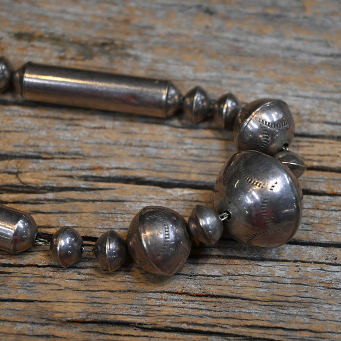Sterling Silver Navajo Engraved Pearls Necklace