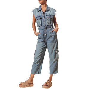 Denim Cargo Jumpsuit WOMEN - Clothing - Jumpsuits & Rompers So Me   