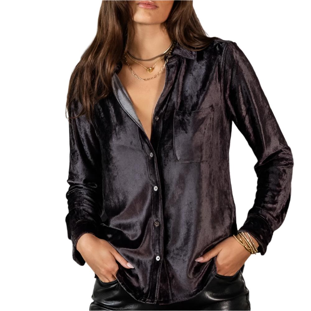 Dylan Button Up Velvet Shirt WOMEN - Clothing - Tops - Long Sleeved Dylan