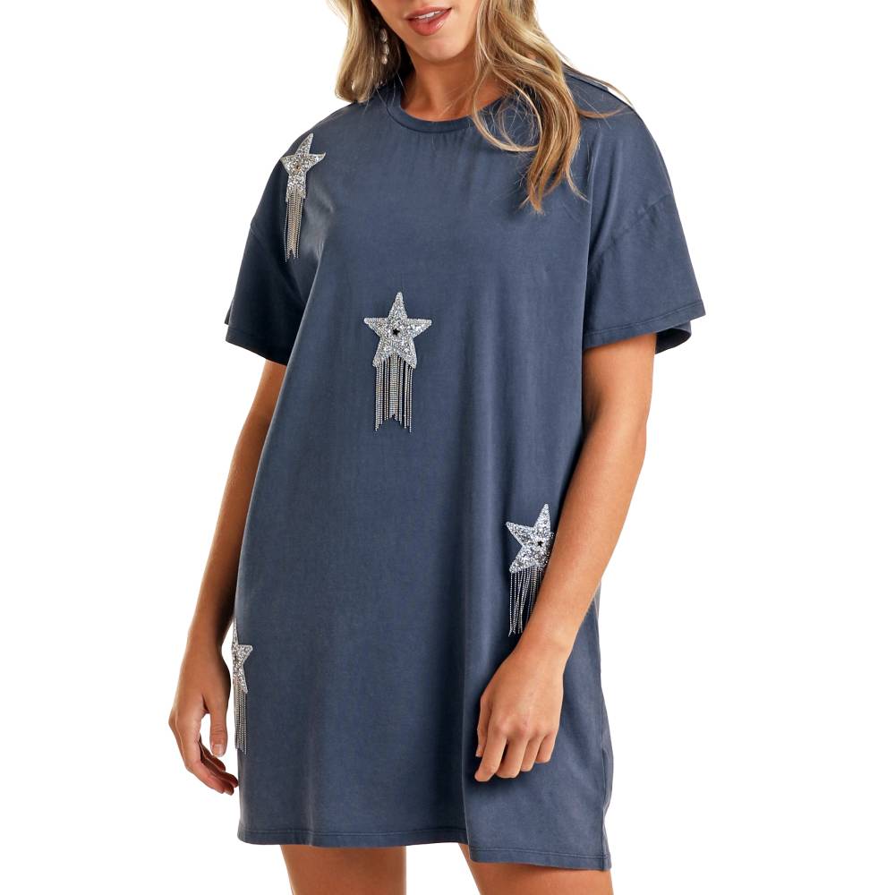 Rock & Roll Denim Women's Rhinestone Star T-Shirt Dress WOMEN - Clothing - Dresses Panhandle   