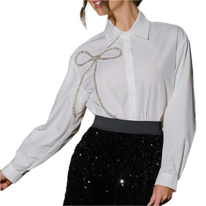 Embellished Bow Top WOMEN - Clothing - Tops - Long Sleeved Ina