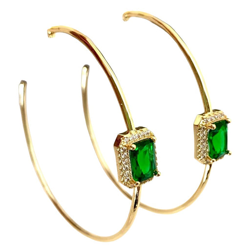 Emerald Hoop Earrings WOMEN - Accessories - Jewelry - Earrings Karli Buxton   