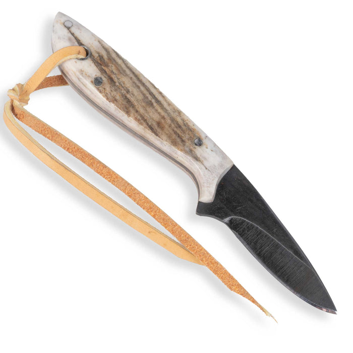 David Fleming Elk Horn Carbon Steel Rancher Knife w/ Leather Sheath