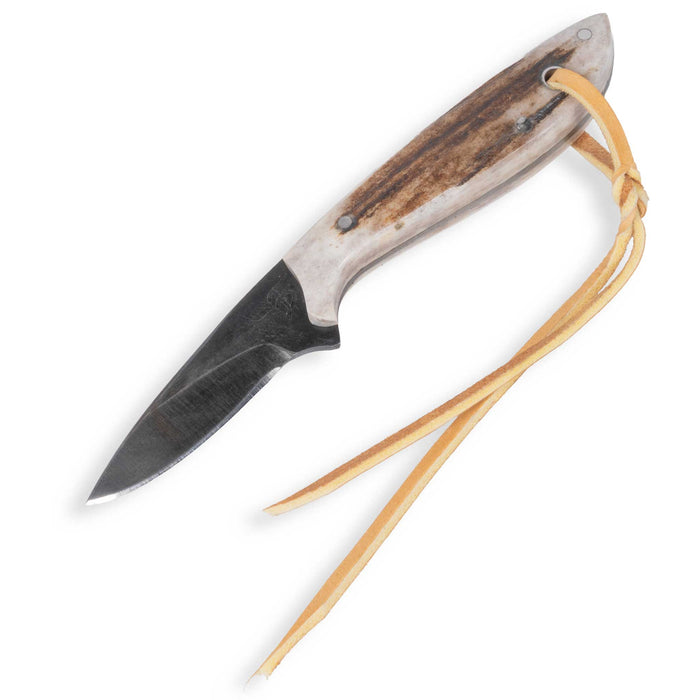 David Fleming Elk Horn Carbon Steel Rancher Knife w/ Leather Sheath