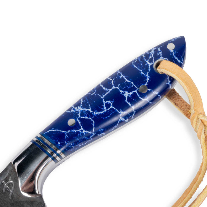 David Fleming Blue Reclaimed Stone Nitro-V Stainless Steel Knife w/ Sheath