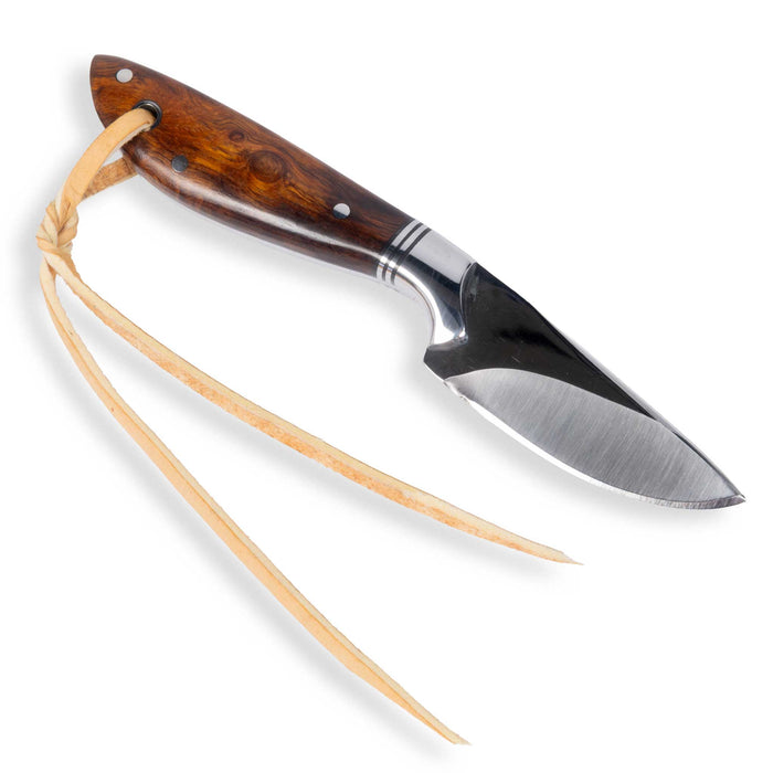 David Fleming Desert Ironwood Nitro-V Stainless Steel Drop Point Knife w/ Leather Sheath
