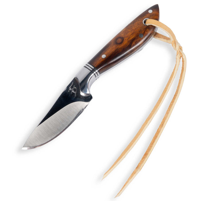 David Fleming Desert Ironwood Nitro-V Stainless Steel Drop Point Knife w/ Leather Sheath