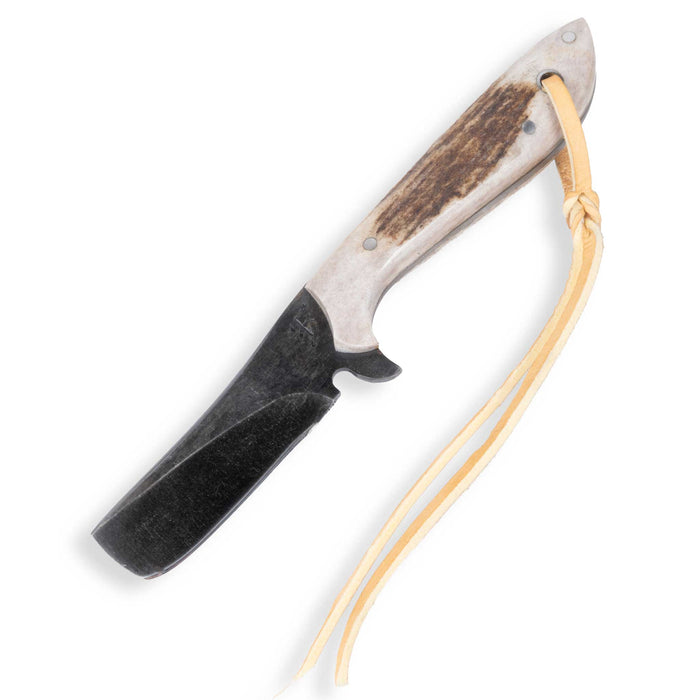David Fleming Elk Horn Carbon Steel Bull Knife w/ Leather Sheath