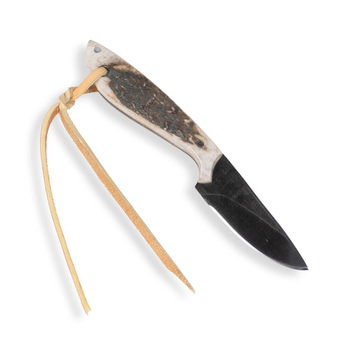 David Fleming Elk Horn Carbon Steel Drop Point Knife w/ Leather Sheath Knives DAVID FLEMING KNIVES