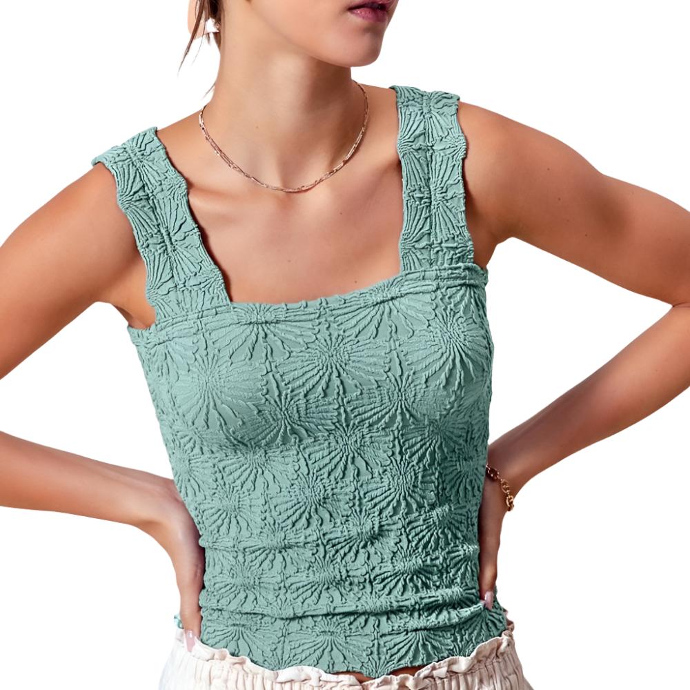 Floral Jacquard Seamless Tank Top WOMEN - Clothing - Tops - Sleeveless So Me   