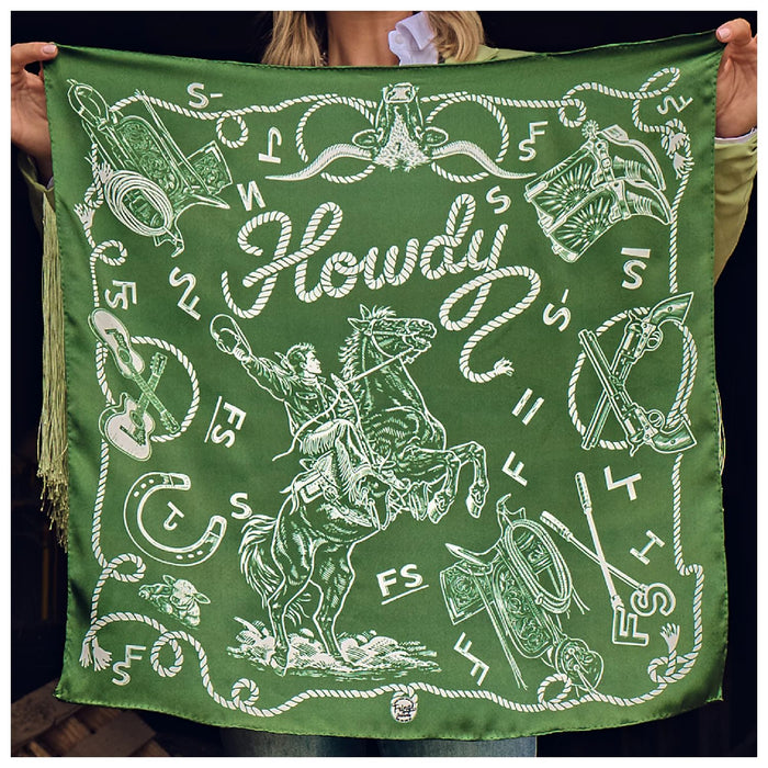 Fringe Scarves Hi Yo Silver Green Shorty Scarf