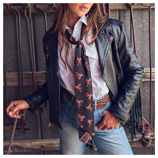 Fringe Scarves Boli Preppy Saddle Black/Brown Scarf ACCESSORIES - Additional Accessories - Wild Rags & Scarves Fringe Scarves
