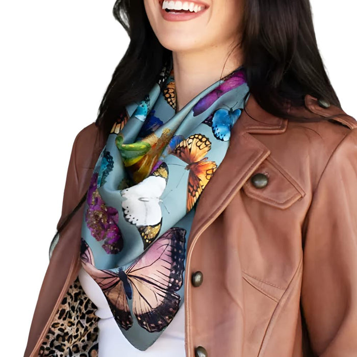 Fringe Scarves "Butterflies" Long Wild Rag ACCESSORIES - Additional Accessories - Wild Rags & Scarves Fringe Scarves   