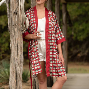 Fringe Scarves "Red Conch" Kimono Robe WOMEN - Clothing - Tops Fringe Scarves   