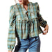 * Plaid Front Tie Blouse - FINAL SALE WOMEN - Clothing - Tops - Long Sleeved So Me