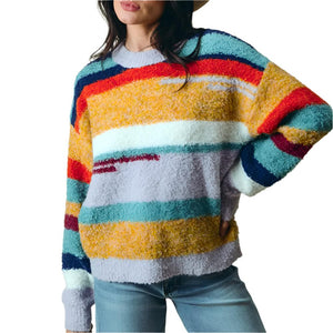 W Fuzzy Knit Crew Neck Sweater WOMEN - Clothing - Sweaters & Cardigans So Me   