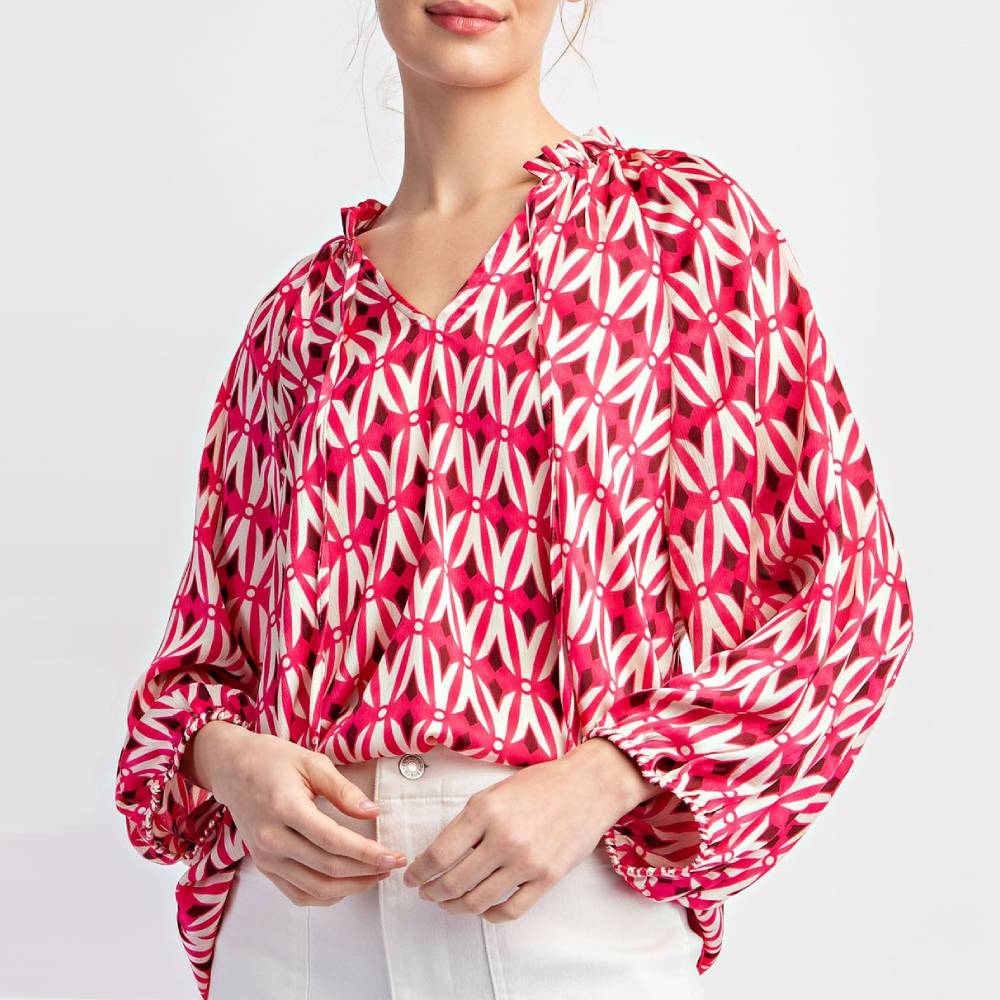 Geo Print Blouse WOMEN - Clothing - Tops - Long Sleeved ee:some   