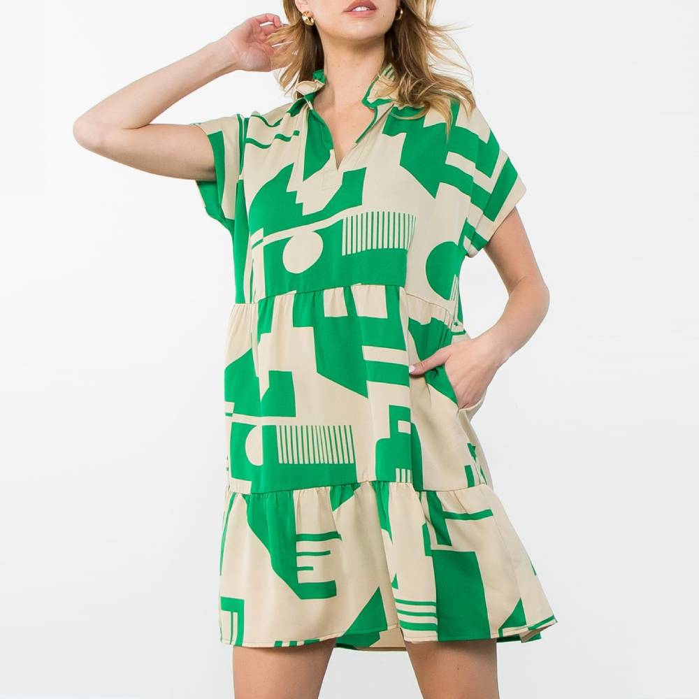 Geo Print Midi Dress - FINAL SALE WOMEN - Clothing - Dresses THML Clothing   
