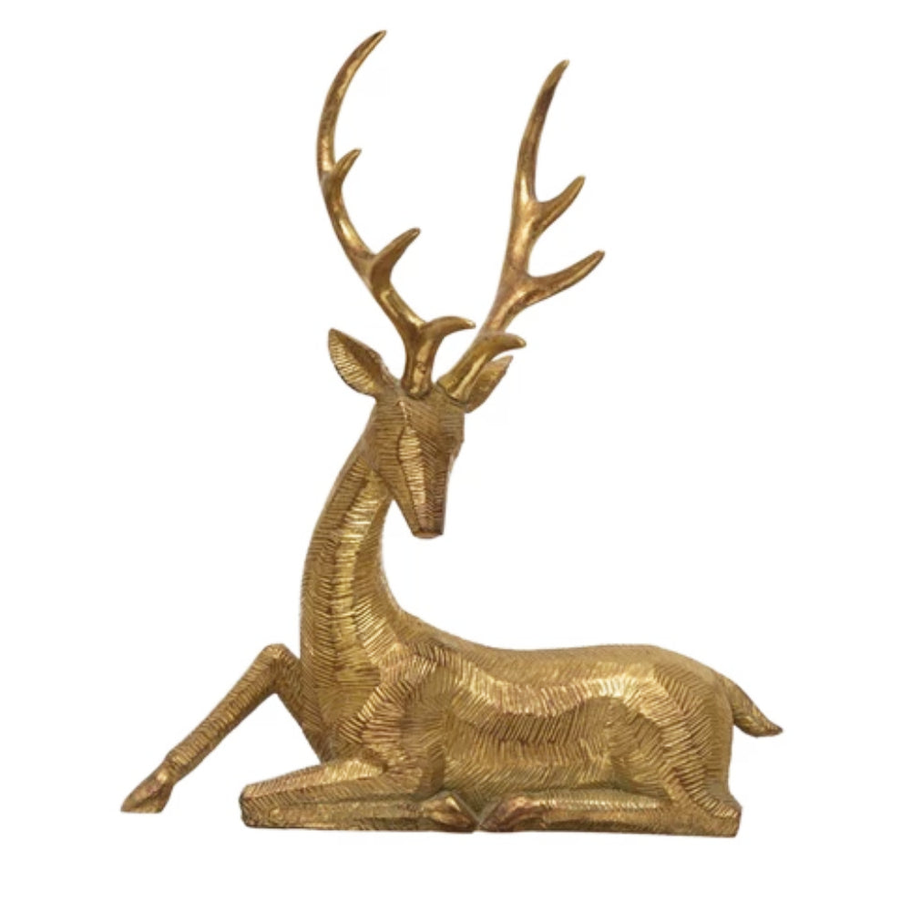 Gold Finish Resin Sitting Deer HOME & GIFTS - Home Decor - Seasonal Decor Creative Co-Op   