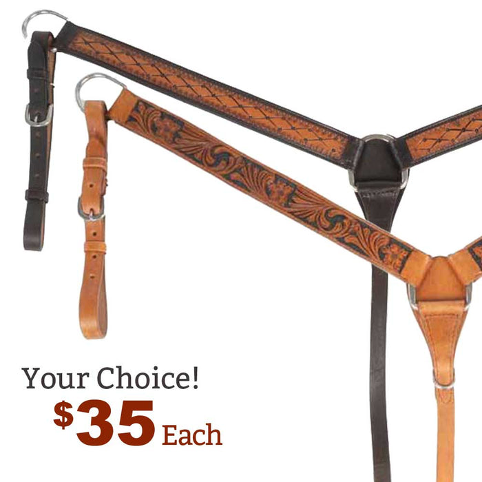 NEW Teskey's 1-1/2" Tooled Breast Collar - Your Choice